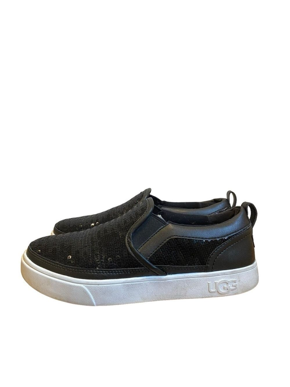 UGG black sequins slip on loafers flat shoes white sole size 4
